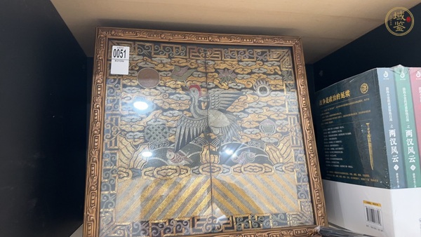 古玩清代文官一品仙鶴補(bǔ)子真品鑒賞圖