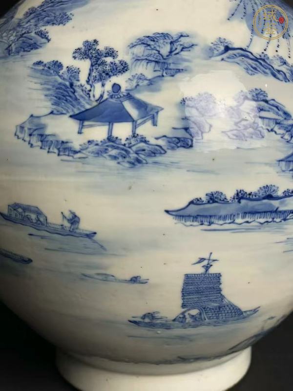 古玩陶瓷山水紋青花瓶真品鑒賞圖