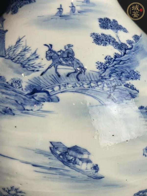 古玩陶瓷山水紋青花瓶真品鑒賞圖