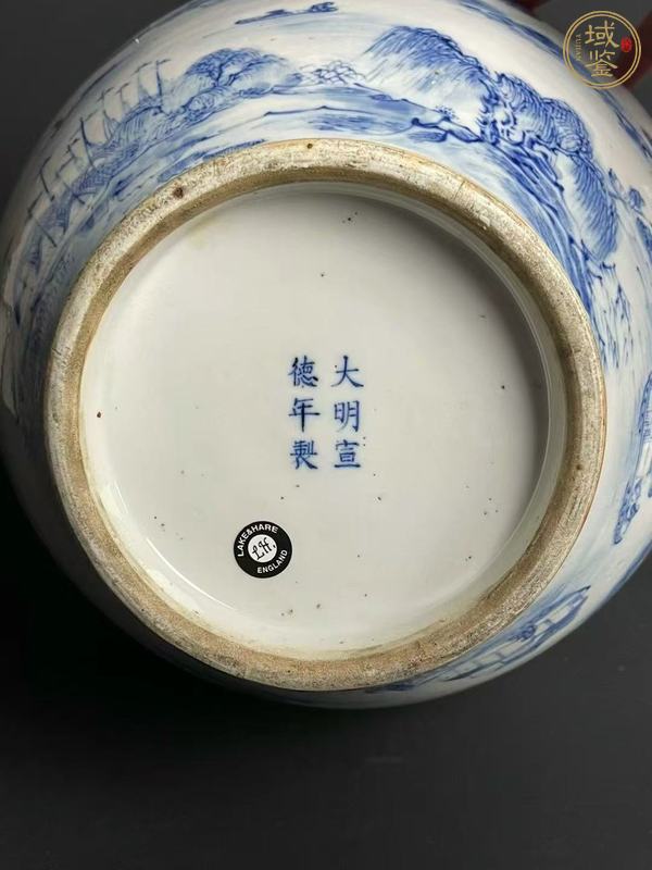 古玩陶瓷山水紋青花瓶真品鑒賞圖