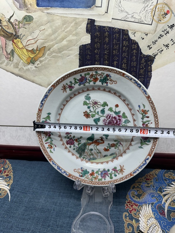 古玩陶瓷花鳥紋粉彩盤真品鑒賞圖