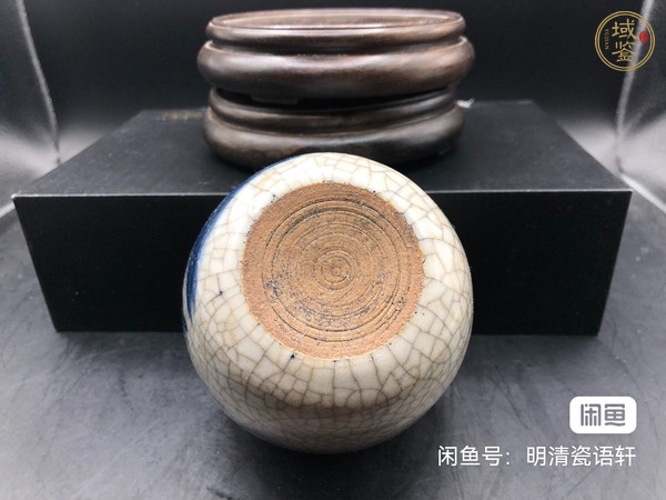 古玩陶瓷哥釉青花水盂真品鑒賞圖