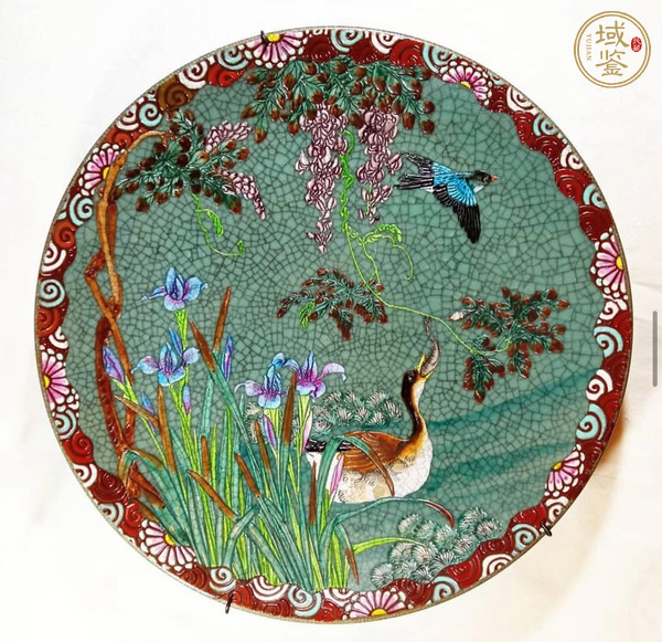 古玩哥釉粉彩花鳥(niǎo)盤真品鑒賞圖