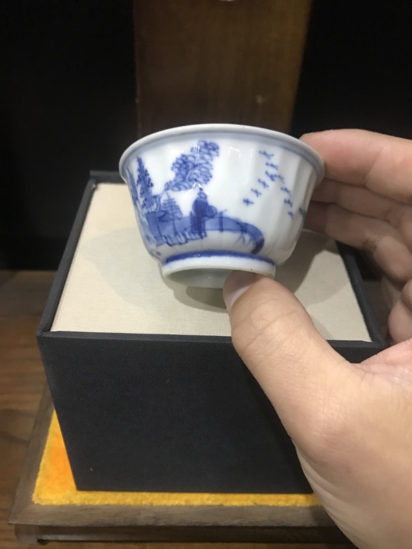 古玩陶瓷（精品品茗杯）清·康熙·訪友圖·青花品茗杯拍賣，當(dāng)前價格158元