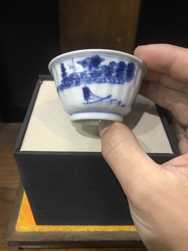 古玩陶瓷（精品品茗杯）清·康熙·訪友圖·青花品茗杯拍賣，當前價格1106元