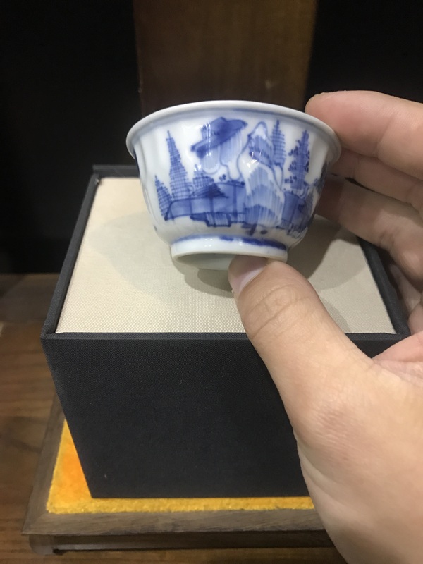 古玩陶瓷（精品品茗杯）清·康熙·訪友圖·青花品茗杯拍賣，當前價格1106元