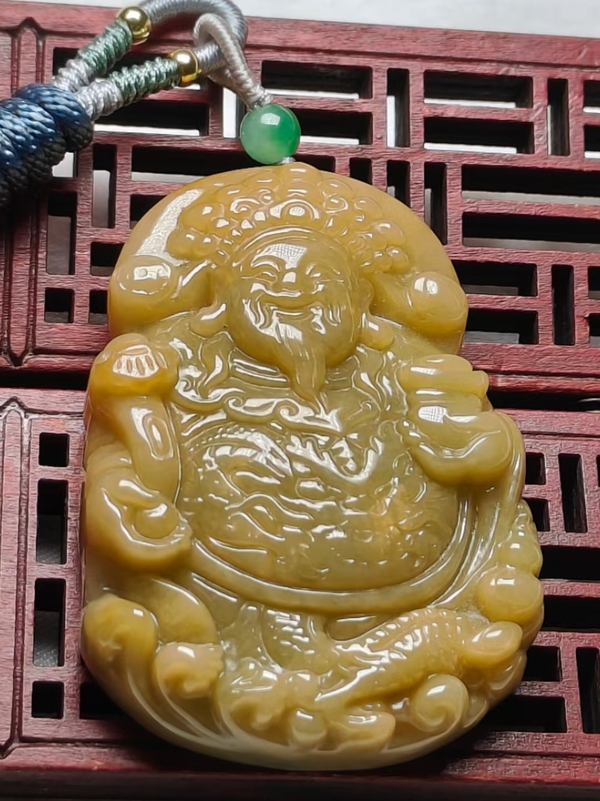 古玩玉器天然翡翠財(cái)神題材掛件拍賣(mài)，當(dāng)前價(jià)格0元