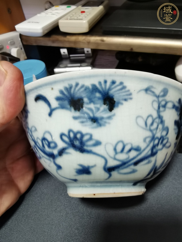 古玩陶瓷青花歲寒三友茶碗真品鑒賞圖