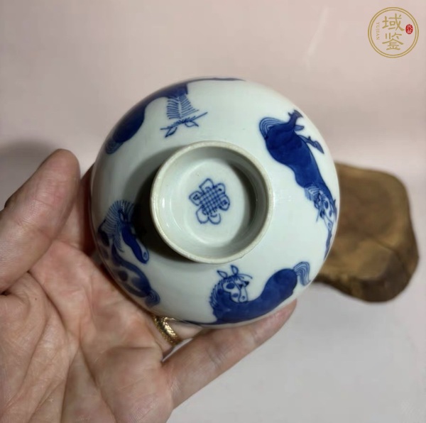 古玩陶瓷清道光 青花駿馬圖蓋碗真品鑒賞圖