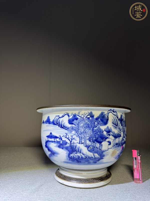 古玩陶瓷山水紋青花 真品鑒賞圖