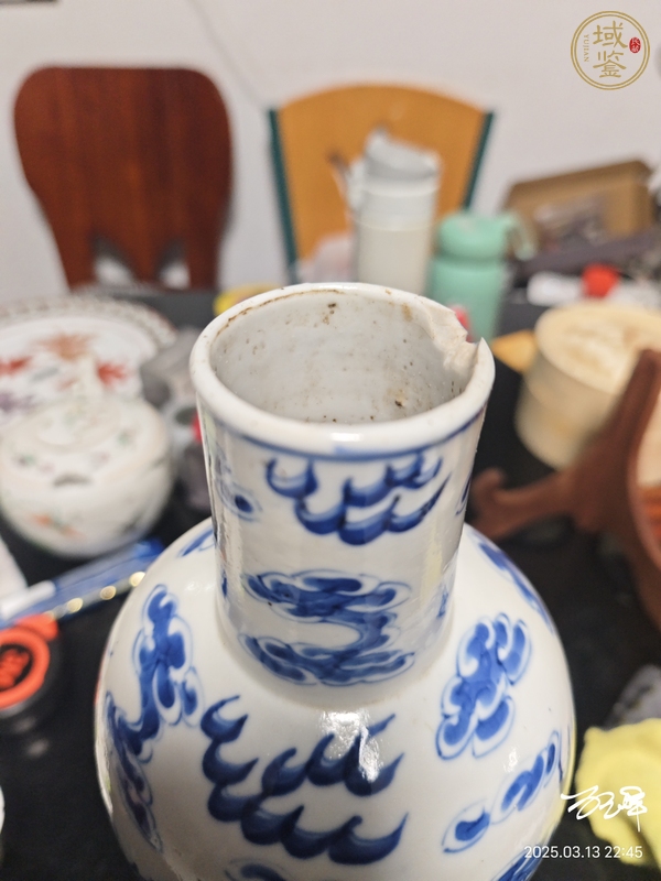 古玩陶瓷晚清青花長頸雞腿瓶真品鑒賞圖