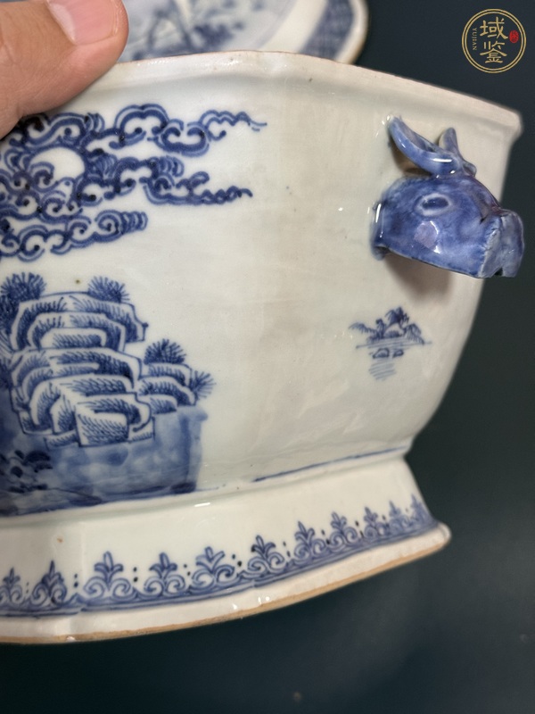 古玩陶瓷春耕圖青花神龕恭盒真品鑒賞圖