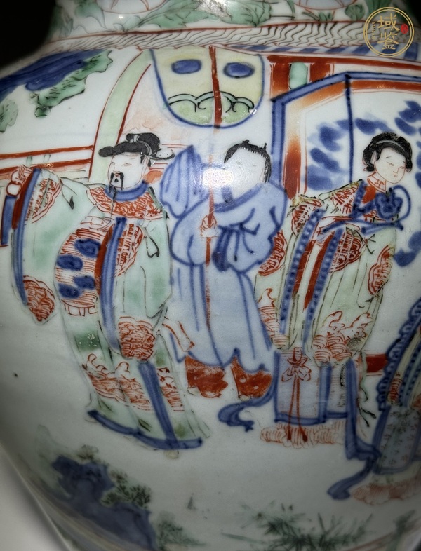 古玩陶瓷青花五彩人物將軍罐真品鑒賞圖