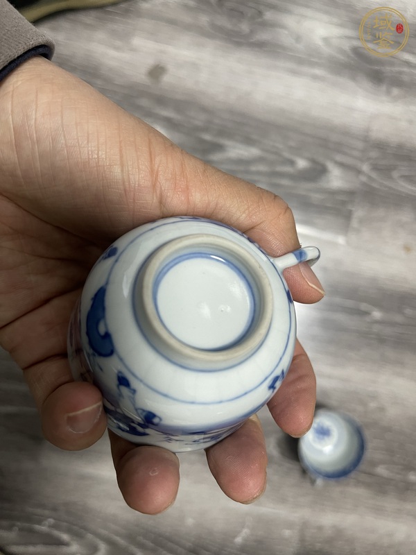 古玩陶瓷青花人物把杯真品鑒賞圖