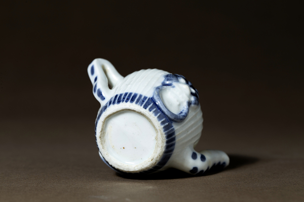古玩陶瓷清晚·青花模印鋪首紋瓜棱硯滴（一對(duì)）拍賣(mài)，當(dāng)前價(jià)格1080元