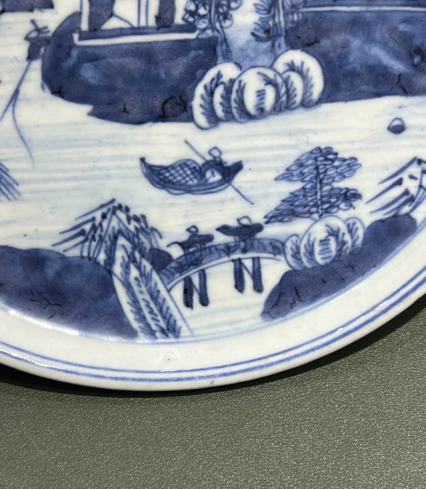 古玩陶瓷青花山水人物茶盤(pán)拍賣(mài),當(dāng)前價(jià)格4800元