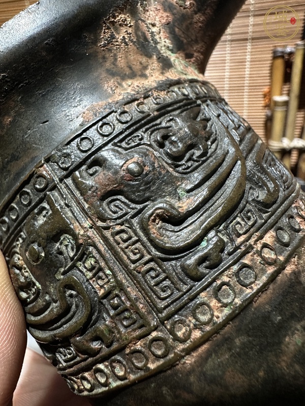 古玩銅器仿古鳳鳥紋銅爵真品鑒賞圖