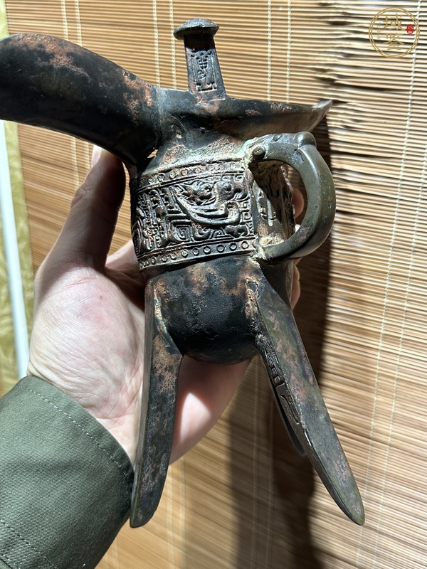 古玩銅器仿古鳳鳥紋銅爵真品鑒賞圖