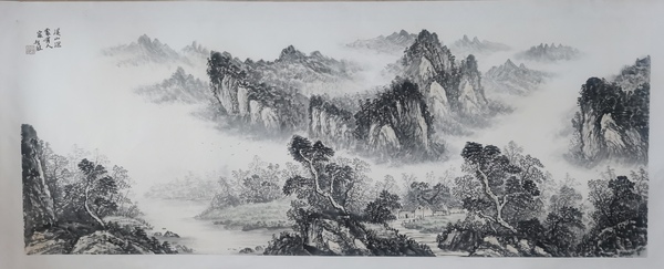 古玩字畫中美協(xié)會(huì)員當(dāng)代浙江山水名家黃智程山水溪山深處有人家拍賣，當(dāng)前價(jià)格1888元