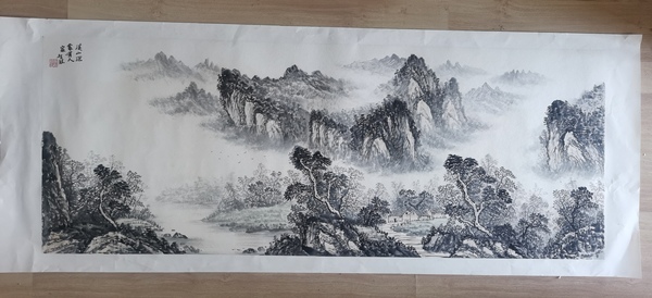 古玩字畫中美協(xié)會(huì)員當(dāng)代浙江山水名家黃智程山水溪山深處有人家拍賣，當(dāng)前價(jià)格1888元