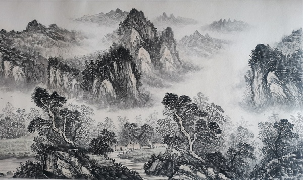 古玩字畫中美協(xié)會(huì)員當(dāng)代浙江山水名家黃智程山水溪山深處有人家拍賣，當(dāng)前價(jià)格1888元