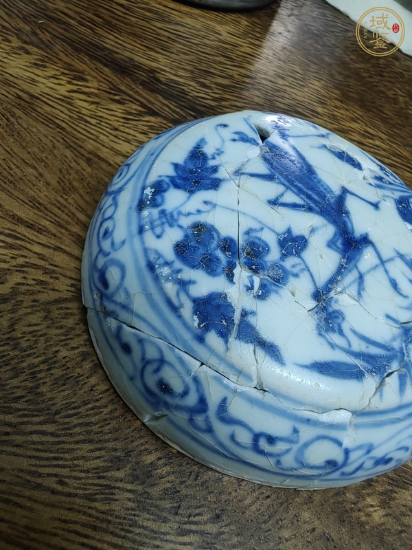 古玩陶瓷青花蟲(chóng)草紋蓋真品鑒賞圖