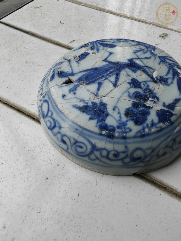 古玩陶瓷青花蟲(chóng)草紋蓋真品鑒賞圖