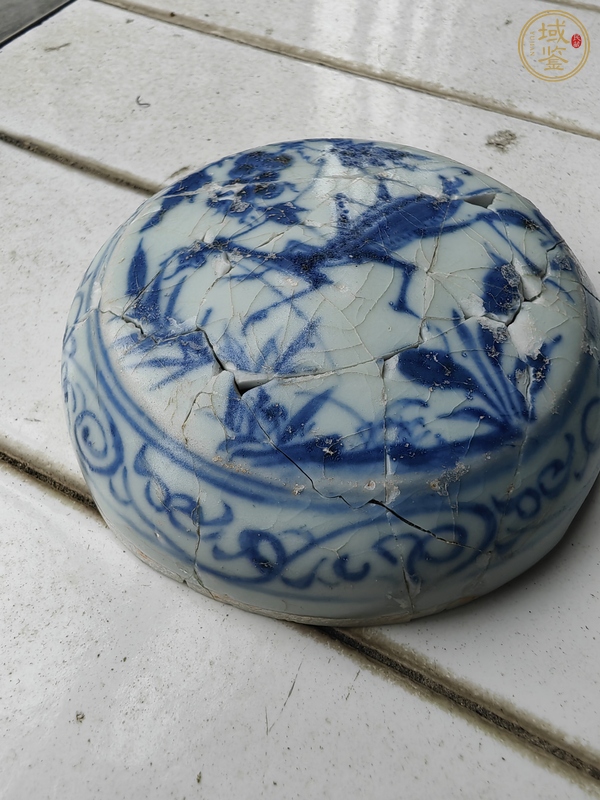 古玩陶瓷青花蟲(chóng)草紋蓋真品鑒賞圖