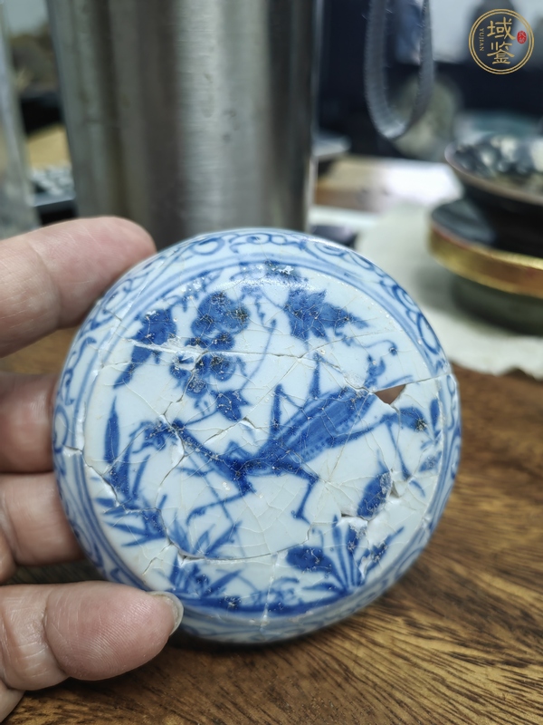 古玩陶瓷青花蟲(chóng)草紋蓋真品鑒賞圖