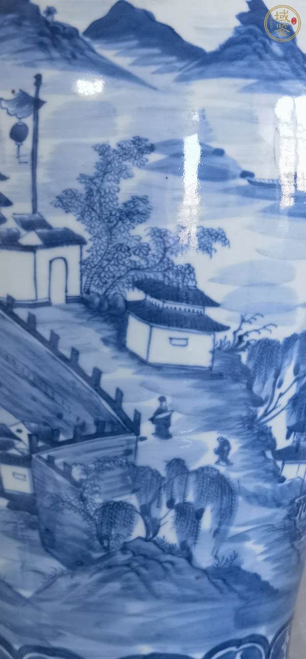 古玩陶瓷青花山水通景山水紋蓋瓶真品鑒賞圖