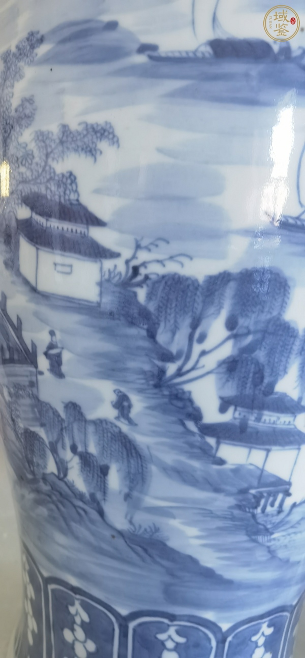 古玩陶瓷青花山水通景山水紋蓋瓶真品鑒賞圖