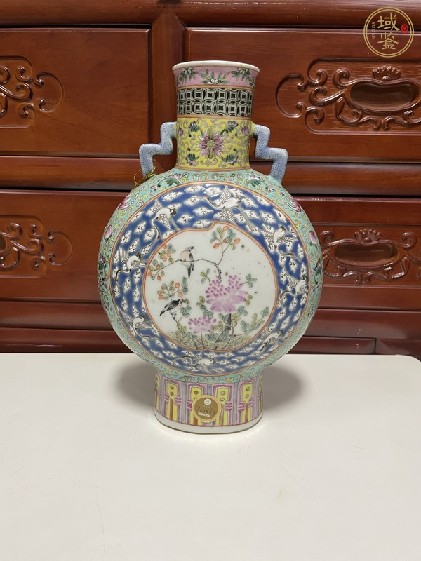 古玩陶瓷花鳥紋粉彩抱月瓶真品鑒賞圖