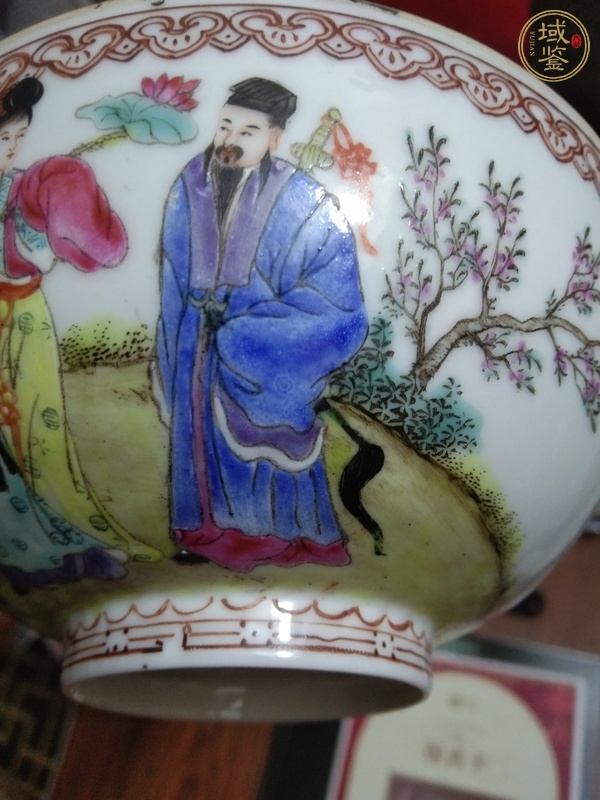 古玩陶瓷粉彩八仙人物茶碗真品鑒賞圖