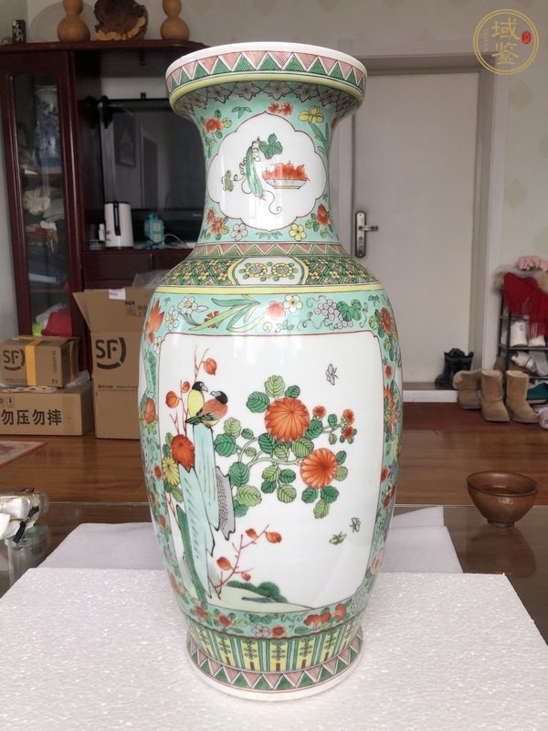 古玩陶瓷五彩花鳥紋棒槌瓶真品鑒賞圖