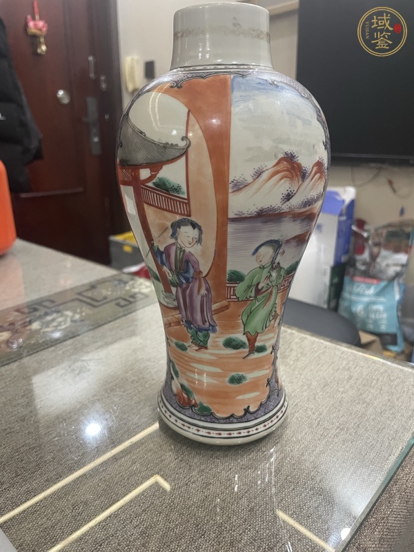 古玩乾隆廣彩雞腿蓋瓶真品鑒賞圖