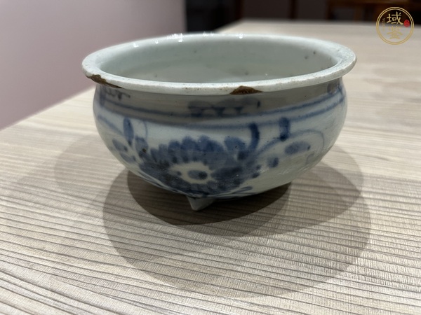 古玩陶瓷青花花卉紋福字香爐真品鑒賞圖