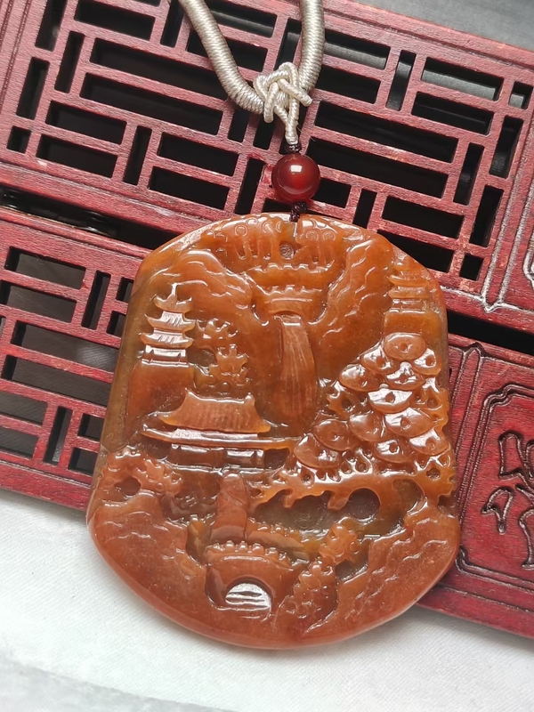 古玩玉器天然紅翡山水玉墜拍賣，當(dāng)前價(jià)格0元