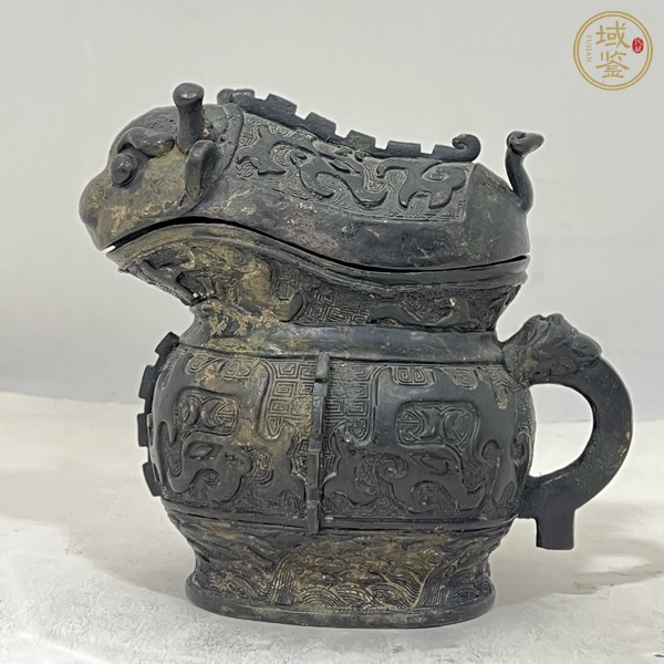 古玩銅器仿古饕餮紋銅觥真品鑒賞圖