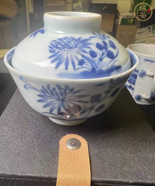 古玩陶瓷清道光 青花花卉紋蓋碗真品鑒賞圖