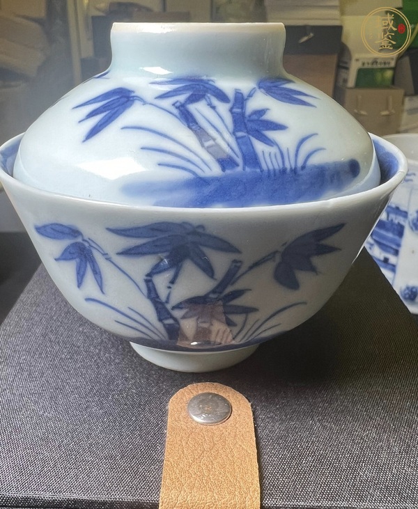 古玩陶瓷清道光 青花花卉紋蓋碗真品鑒賞圖