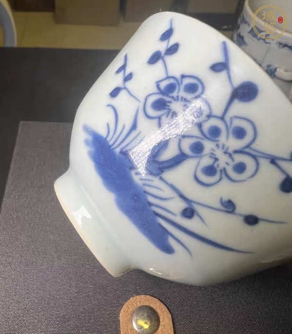 古玩陶瓷清道光 青花花卉紋蓋碗真品鑒賞圖