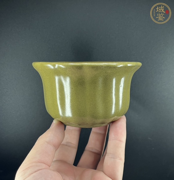 古玩陶瓷茶葉末釉花口盆真品鑒賞圖