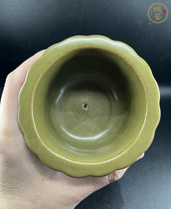 古玩陶瓷茶葉末釉花口盆真品鑒賞圖