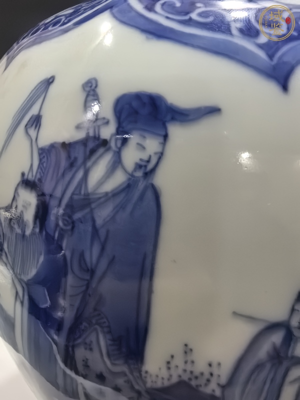 古玩陶瓷青花人物將軍罐真品鑒賞圖