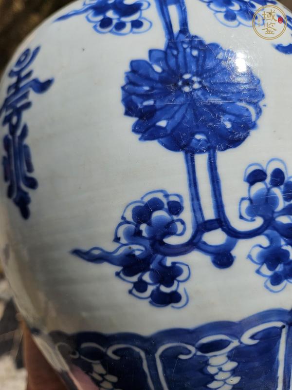 古玩陶瓷花間壽字紋青花罐真品鑒賞圖