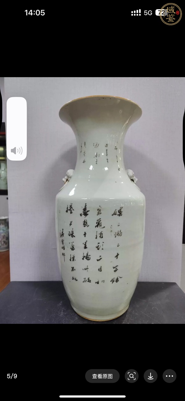 古玩陶瓷人物紋雙鋪首撇口瓶真品鑒賞圖