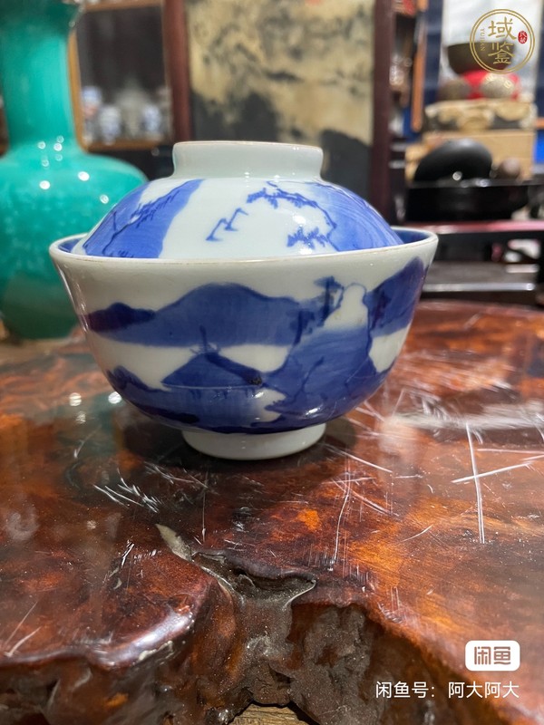 古玩陶瓷青花蓋碗真品鑒賞圖