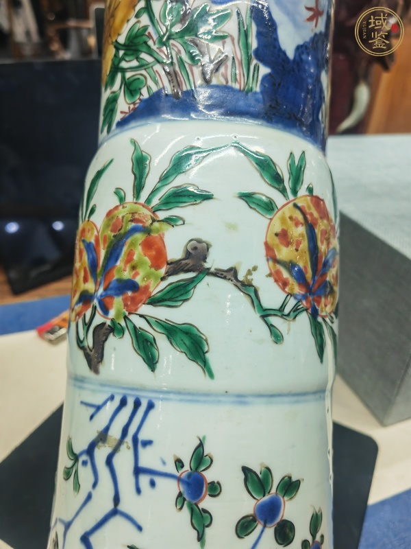 古玩陶瓷花鳥紋青花五彩花觚真品鑒賞圖