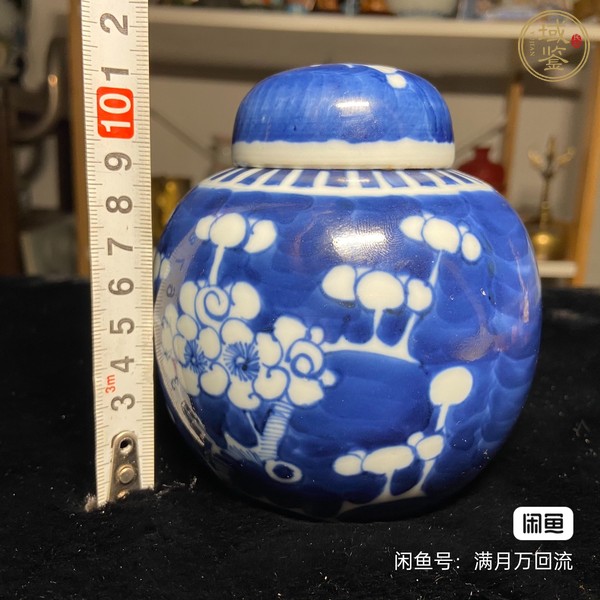 古玩陶瓷青花留白冰梅紋青花罐真品鑒賞圖