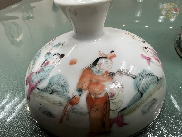 古玩陶瓷麒麟送子粉彩蓋缸真品鑒賞圖